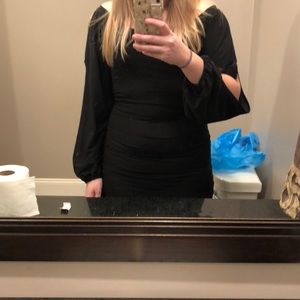 Black, cut sleeve dress